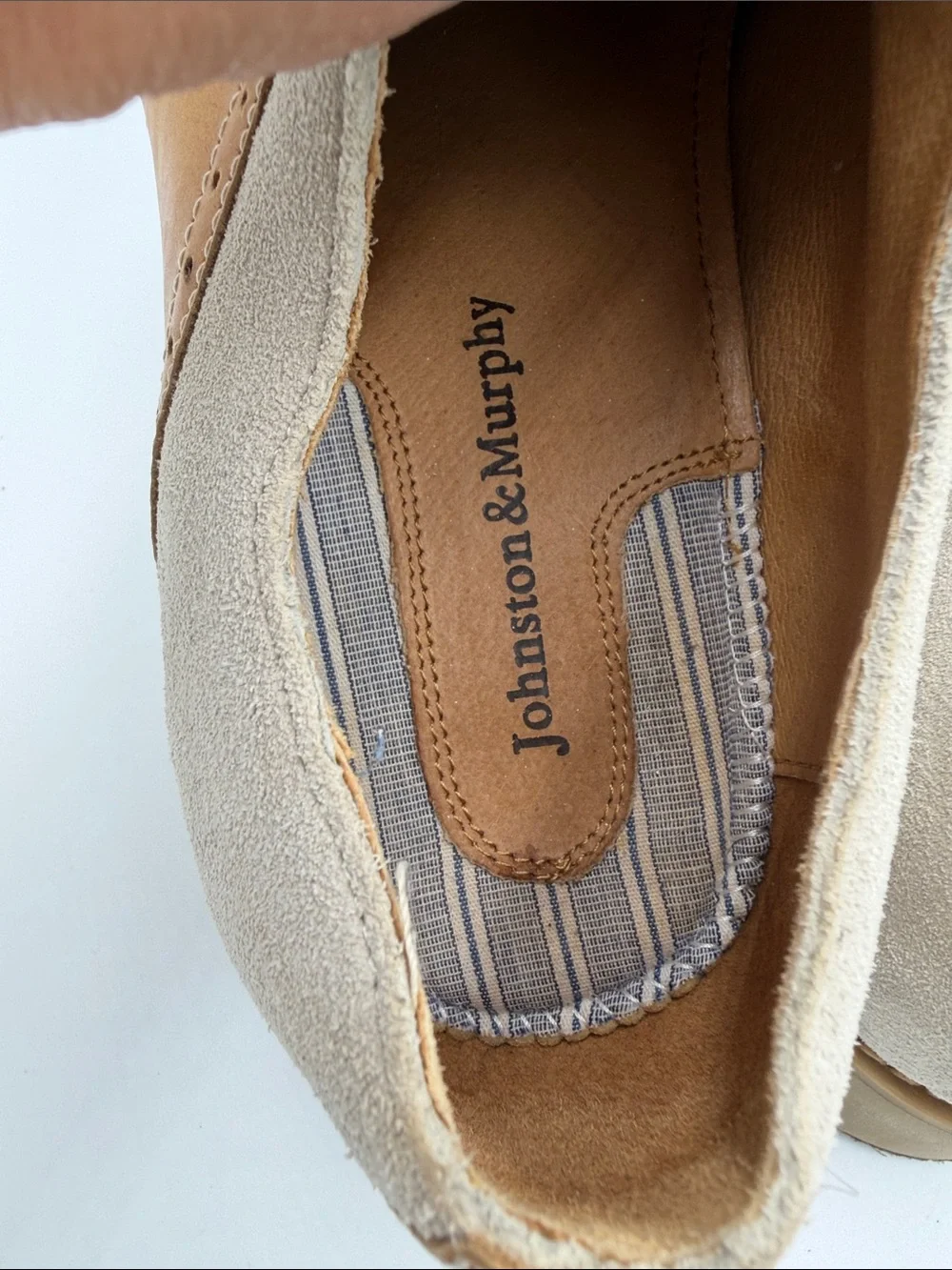 Johnson & Murphy Men's Two-Tone Suede & Leather Derby - Cream and Tan